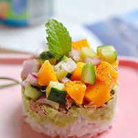 #豆果10周年生日快乐#轻食减脂餐：金枪鱼寿司塔的做法图解6