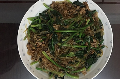 菠菜粉丝炒肉沫