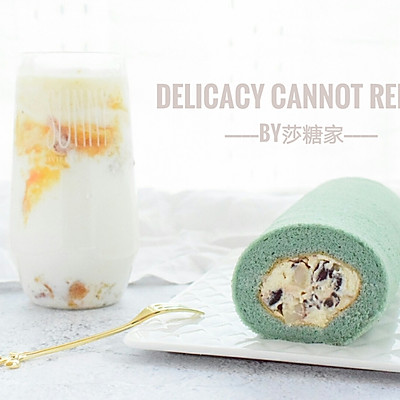 蝶豆花打糕蜜豆蛋糕卷