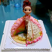 彩虹芭比公主蛋糕