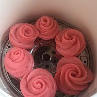 粉色玫瑰馒头的做法图解6