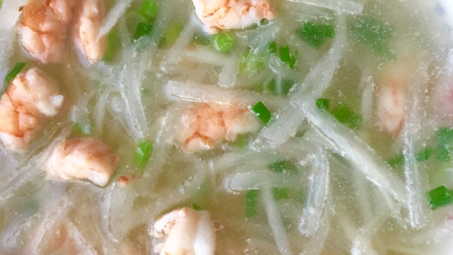 天然鲜香的家常低脂健康菜-虾仁萝卜丝汤的做法