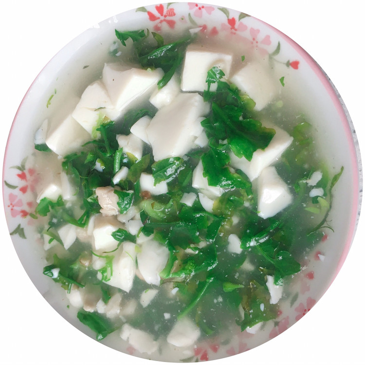 春天的味道～荠菜蘑菇豆腐羹的做法