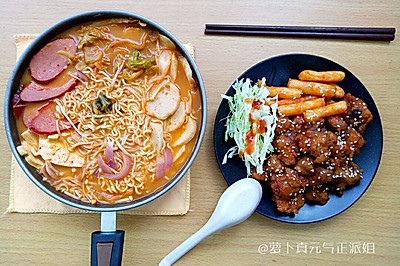 【好吃不懒做の萝卜】部队锅+韩式炸鸡