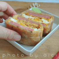 #天猫美味妙妙屋#一口爆浆的芝士火腿三明治的做法图解14