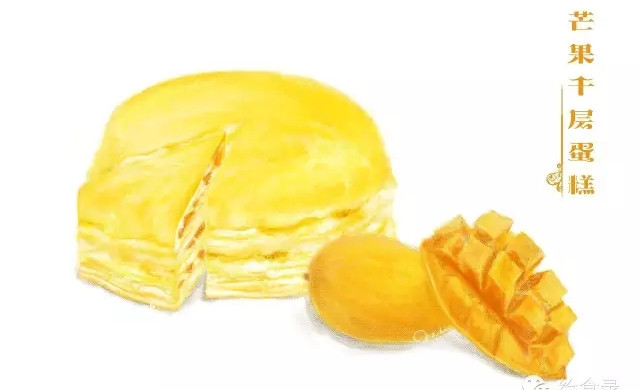 【手绘食谱】芒果千层蛋糕 一口平底锅就可以做的甜品蛋糕