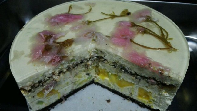 樱花芒果芝士脆脆蛋糕的做法