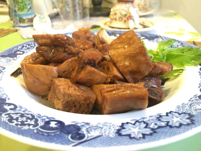 排骨烧素鸡的做法图解5