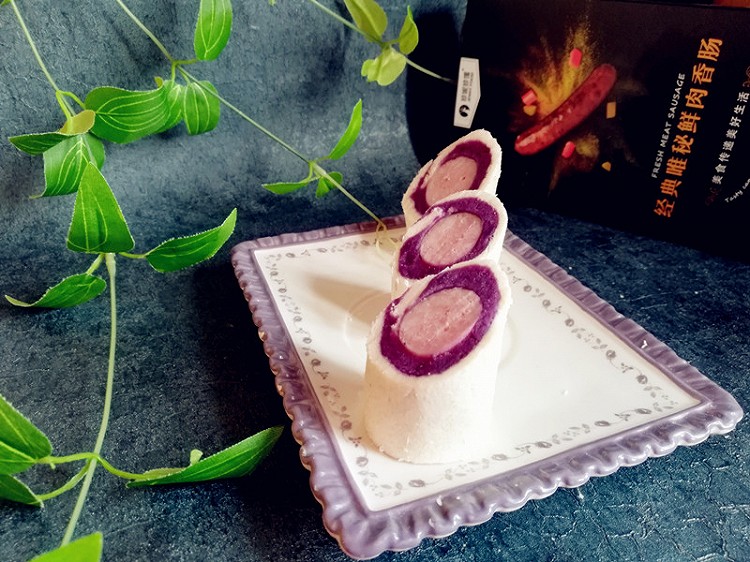 香肠紫薯吐司卷的做法