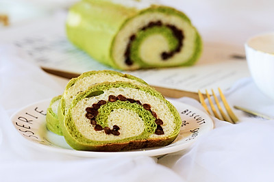 抹茶红豆双色软欧包