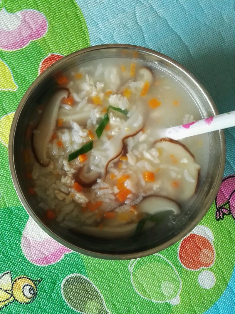 Mushroom and Chicken Congee for baby