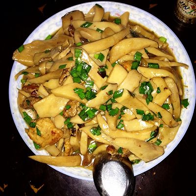 肉片滑炒杏鲍菇