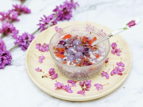 家常菜–送你一碗紫荆羹（紫薯酒酿圆子）