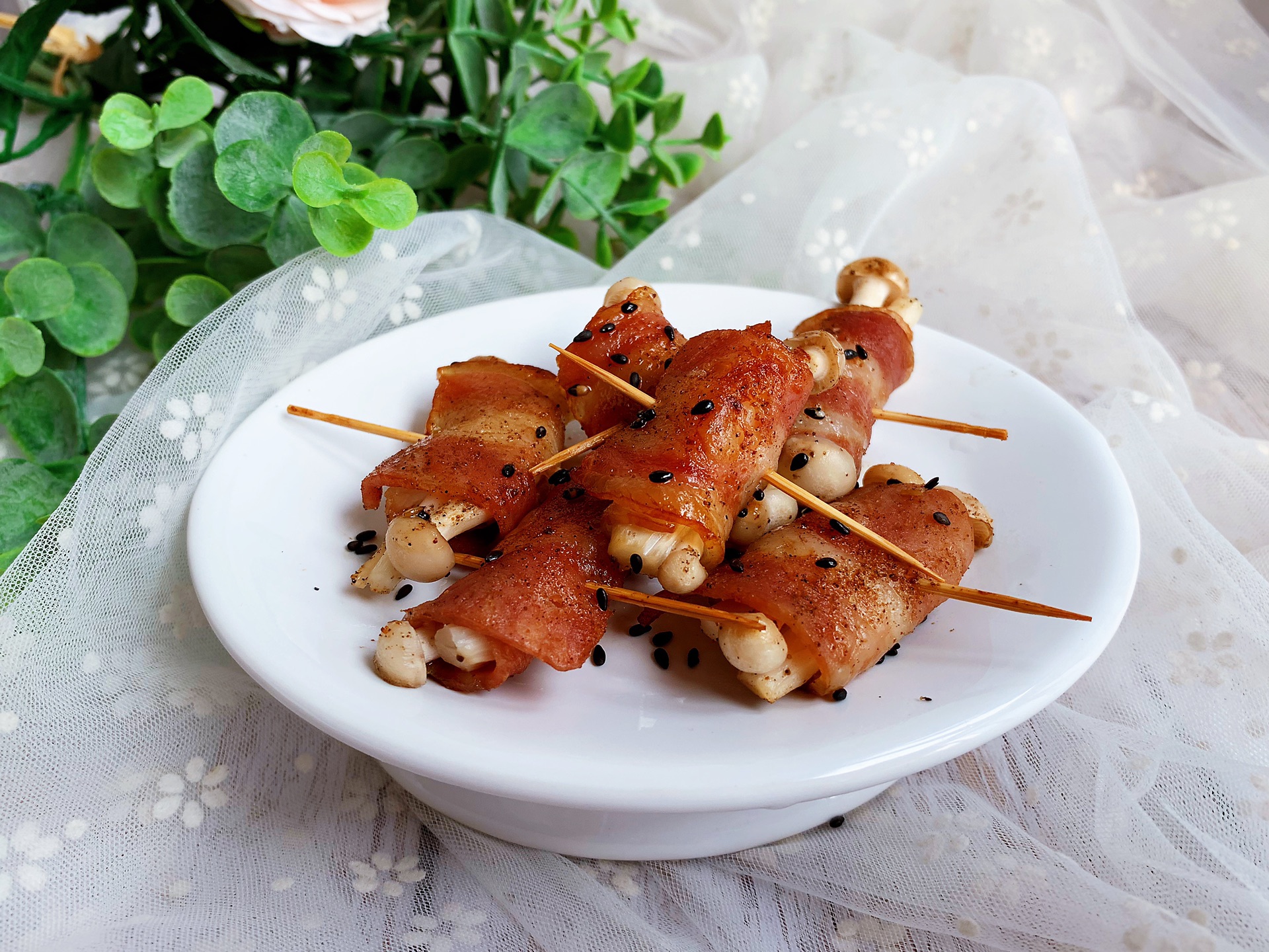 Bacon Rolls with salt and pepper