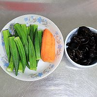 #少盐饮食 轻松生活#  素食小炒之炒秋葵木耳的做法图解1