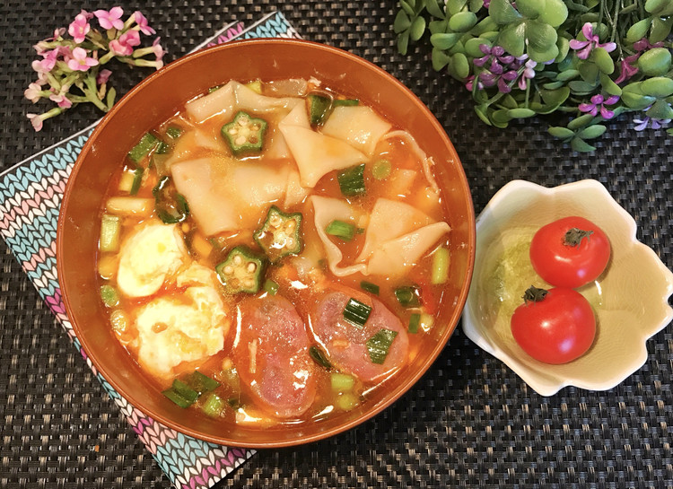 秋葵番茄面片汤的做法
