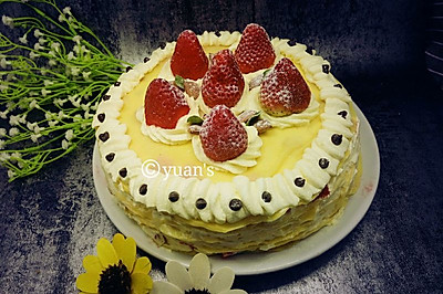 草莓千层蛋糕（可丽饼蛋糕）三能蛋卷模具制作 免烤蛋糕
