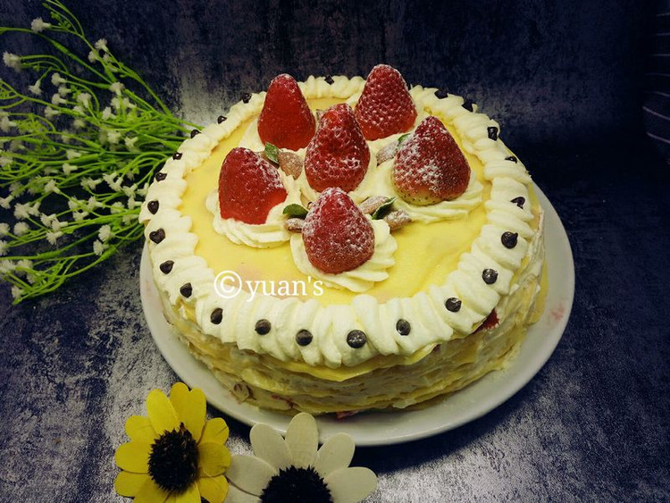 草莓千层蛋糕（可丽饼蛋糕）三能蛋卷模具制作 免烤蛋糕的做法