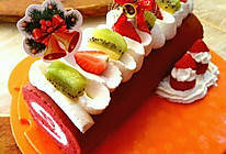 圣诞蛋糕#红丝绒草莓蛋糕卷#【甜蜜配方】的做法