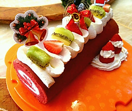 圣诞蛋糕#红丝绒草莓蛋糕卷#【甜蜜配方】的做法