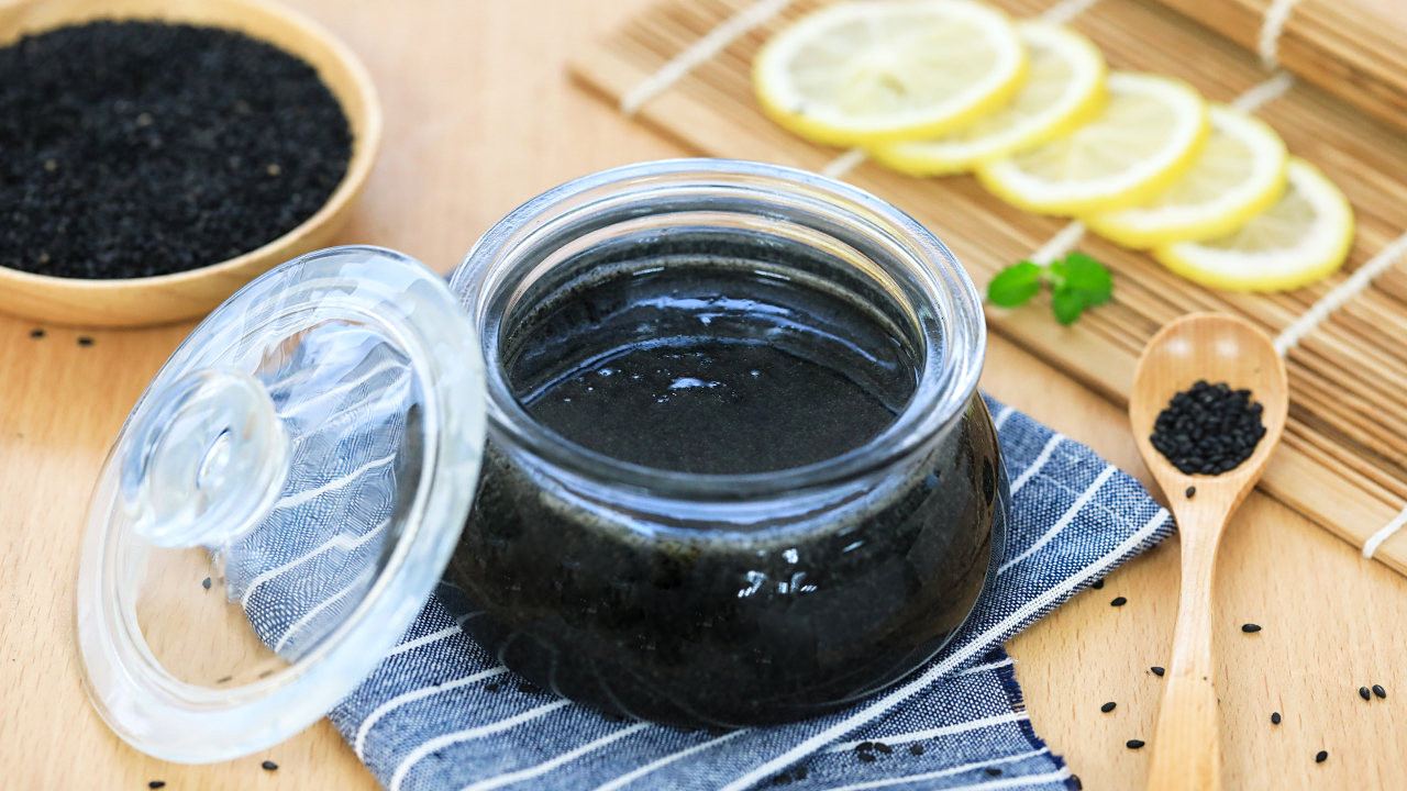 Homemade black sesame paste