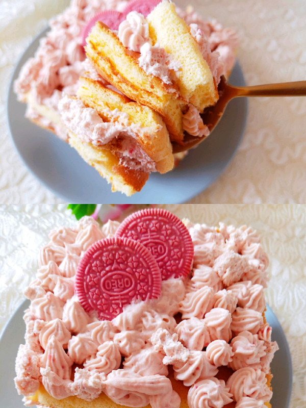 超美超好吃的樱花奥利奥蛋糕❗❗入口即化