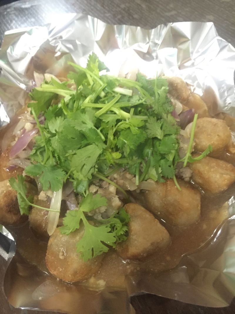 Taro with iron plate