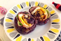 紫米糯米肉松火腿蛋饭团的做法
