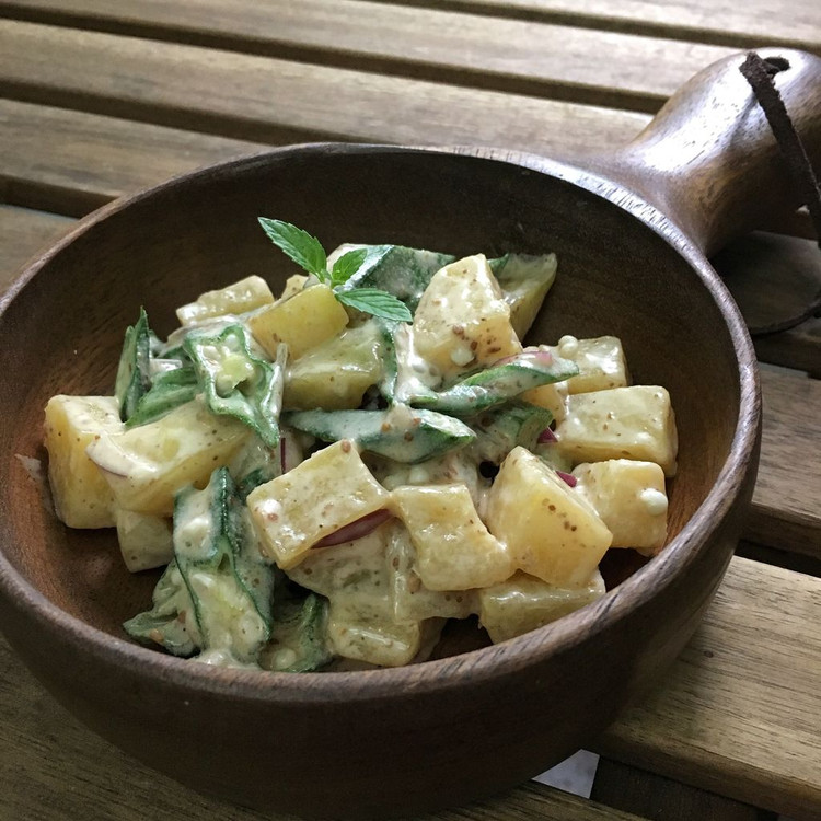 蒸微秋葵土豆色拉的做法