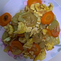 #太太乐鲜鸡汁玩转健康快手菜#炸蘑菇 茭瓜炒鸡蛋的做法图解4