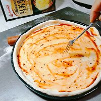 #2021趣味披萨组——芝香“食”趣#自制台湾烤肠时蔬披萨的做法图解3
