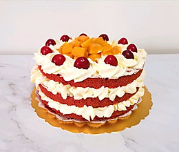 #全电厨王料理挑战赛热力开战！#红丝绒水果裸蛋糕的做法