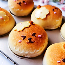 #爱好组-高筋#紫薯奶酪小熊面包
