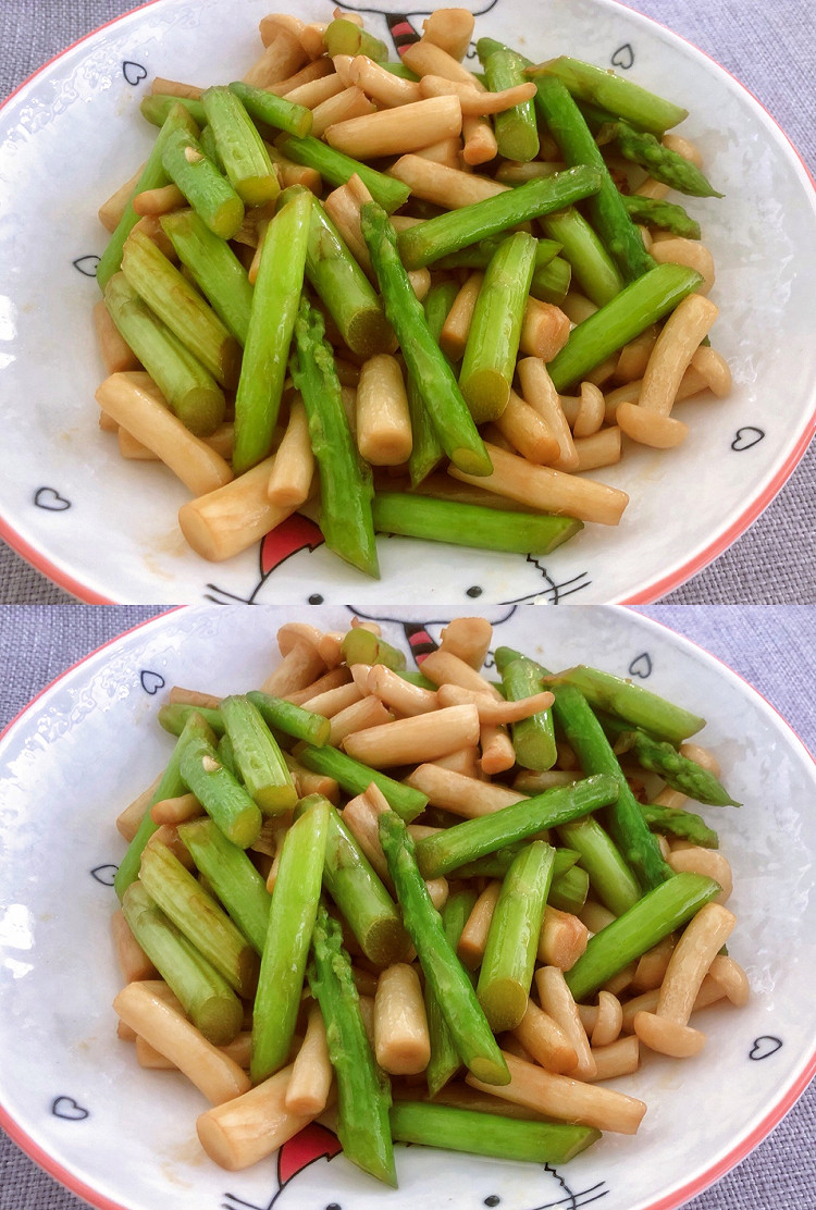 芦笋炒白玉菇的做法