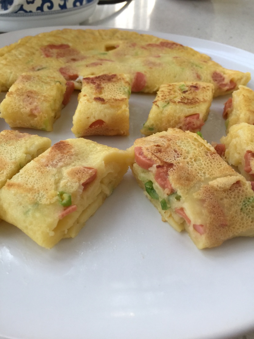 火腿小葱厚蛋饼的做法图解8