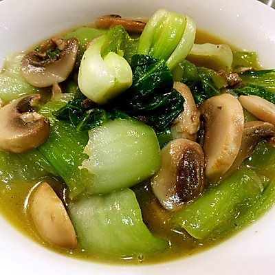 青菜炒蘑菇  