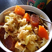 土豆腊肠红萝卜焖饭|电饭煲