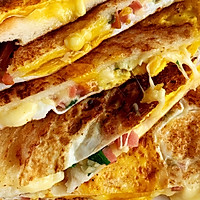 #美食视频挑战赛#免烤箱‼️流心芝士火腿三明治的做法图解9