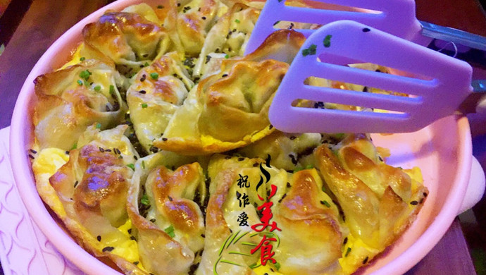 烤箱版煎蛋馄饨