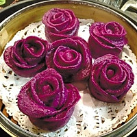 紫薯玫瑰花馒头的做法图解1