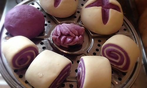 紫薯开花馒头、花卷的做法