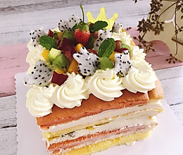#奇妙烘焙屋#缤纷双色水果奶油蛋糕的做法