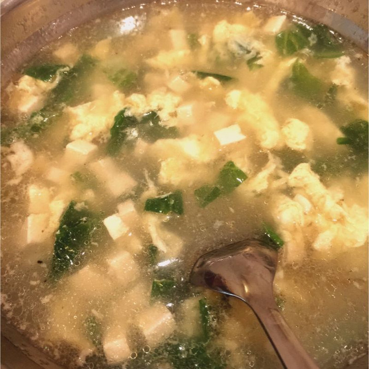 青菜豆腐鸡蛋汤的做法