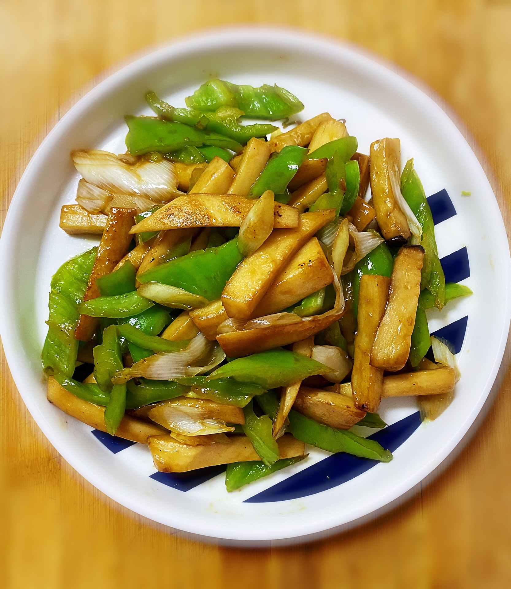 Green pepper, apricot, abalone and mushroom