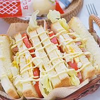 #丘比三明治#热狗肠沙拉蛋沙拉三明治的做法图解11