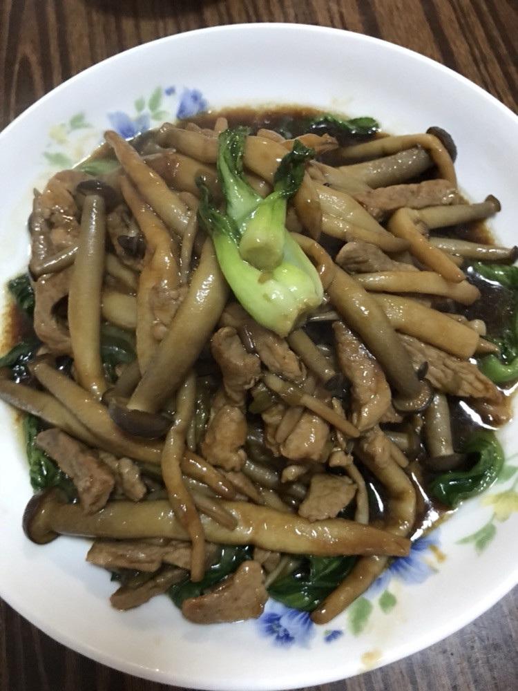 蘑菇炒油菜的做法