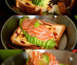 #挪威三文鱼#快手早餐三文鱼开放三明治的做法