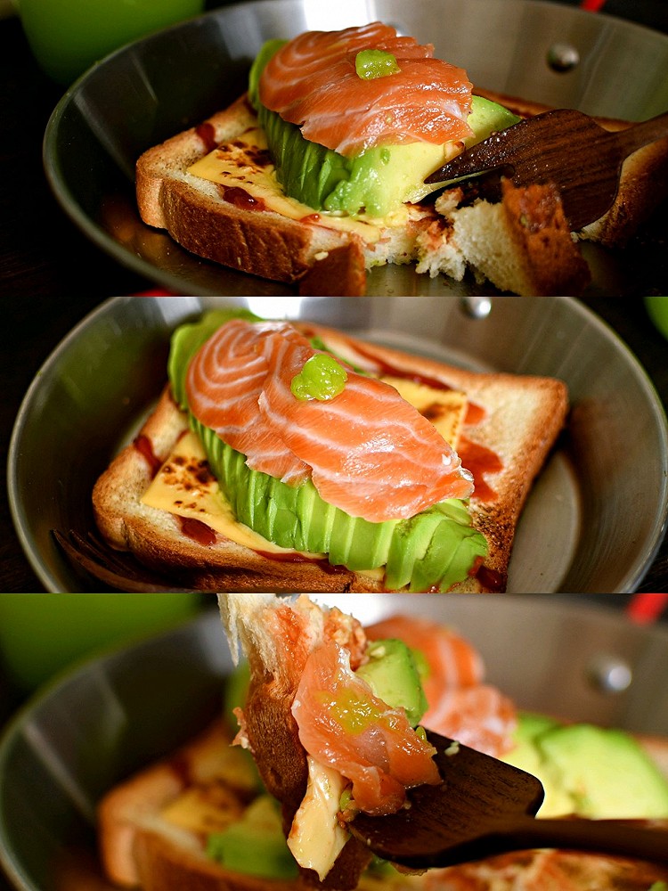 快手早餐三文鱼开放三明治的做法