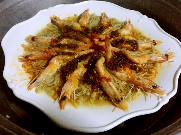 蒜蓉海虾蒸金针菇的做法图解14