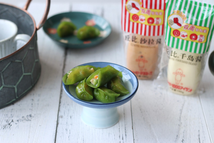 菠菜水晶鲜肉虾饺：的做法